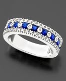 14k White Gold Sapphire (3/4 ct. t.w.) & Diamond (1/4 ct. t.w.) Ring