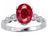 2.36 cts Lab Created Ruby and Genuine Diamond Ring - 14kt White or Yellow Gold