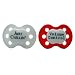 On My Mind BPA-free Pacifier 2 pack - Red "Volume Control" Pacifier and White "Just Chillin" Pacifier