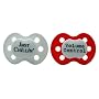 On My Mind BPA-free Pacifier 2 pack - Red "Volume Control" Pacifier and White "Just Chillin" Pacifier