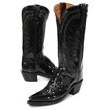 Lucchese 'N8371' Patent Calfskin Cowboy Boots Womens 6 - Black Metallic by Lucchese
