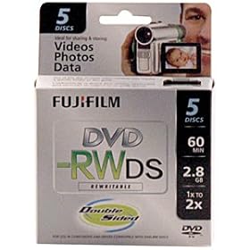 Fujifilm Media 25322008 DVD-RW Camcorder 2.8GB 60 Minutes Double Sided Jewel HT Rewritable... by 