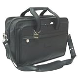 Black Leather Practical Expandable Computer Case by Amerileather