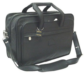 Black Leather Practical Expandable Computer Case