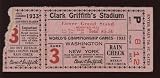 1933 World Series Ticket Stub @ Washing Senators Game 3 - NHL Hockey Tickets