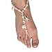 Pink Barefoot Sandals Beach Wedding Beaded Anklet with Starfish and Real Seashells - Set of 2