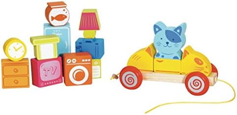 Moving Day 17 Pc Wooden Train Set with Coloring Book (Compatible with Thomas Tracks)