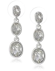 Napier "Crystal Glam" Silver-Tone and Crystal Linear Drop Earrings