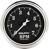 Autometer (1798) Old Tyme Black Series Tachometers - (3-1/8) Tach. 7,000 RPM Electric
