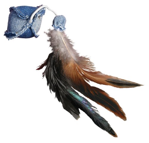 Image of KONG Denim Ball with Feathers Catnip Toy
