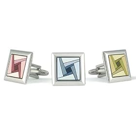 Vertigo Cufflinks featuring stainless steel and rubber. Available in 3 colors. From left to right -...