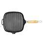 Chasseur Cast Iron Smooth Base Square Grill Pan with Wood Handle