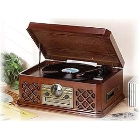 New Wooden Retro 6 in 1 Music Centre Transfer Vinyl, Tape, CD & Radio to Digital