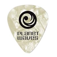 Planet Waves White Pearl Celluloid Guitar Picks, 25 Pack, Light