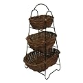 3-Tier Rattan and Iron Display- Brown