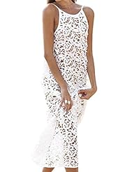 Floral Print Lace Backless Spaghetti Strap Summer Maxi Dress 