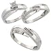 Sterling Silver 3-Piece Trio His (7mm) & Hers (6mm) Diamond Wedding Band Set, w/ 0.10 Carat Brilliant Cut Diamonds; Ladies Size 6