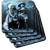 Sitting Bull and Buffalo Bill 1895 Cyan - Set Of 4 Coasters - Soft