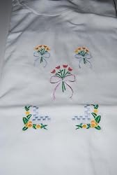 Embroidered White T with Mini Flower bunches Adult-M