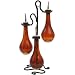 New Olive Oil &Vinegar Kitchen Liquid Dispenser Glass Bottles 3pc ~ Amber Colored Glass Set of 3 Drop Bottles Style ~ Olive Oil & Vinegar Bottles with Pour Spout and Black Metal Stand ~ Decorative Liquid Dispensers ~ Pourer ~ Drizzler