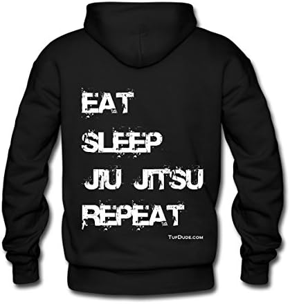 Tuf Dude Men's Eat Sleep Jiu Jitsu Repeat Hoodie S Black