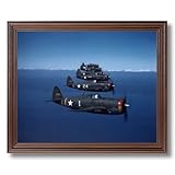 WWII P-47 Combat Group Military Aircraft Jet Airplane Picture Framed Art Print