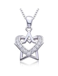 Fairymorning® 18 Inches Star with Love Heart Pendant Necklace Inlay Zircon 925 Sterling Silver-can Separate