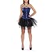 Muka Women Blue Brocade Renaissance Fashion Corset Lingerie Halloween Costume