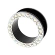 ACRYLIC FLESH TUNNEL G WITH CRYSTALS (WHITE COLOR) Gauge: 0 Sold as a Pair