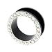 ACRYLIC FLESH TUNNEL G WITH CRYSTALS (WHITE COLOR) Gauge: 0 Sold as a Pair