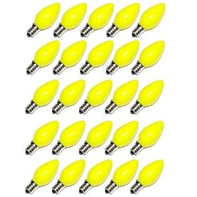 Action Lighting 10058 C7 CC YLW 25PK 5 7 WATT C7 Christmas Light Replacement Bulb