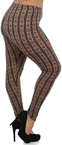 Essential Junior Plus Size Printed High Rise Lined Leggings (One size, Brown Geometric)