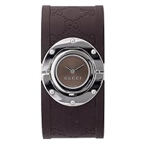 GUCCI Women's 112 Twirl Collection Brown Rubber Bangle Watch #YA112421