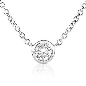 Buy 1 6 carat Round Diamond Bezel Set Solitaire Pendant in 14K White Gold (HI I1) by Diamond-Me