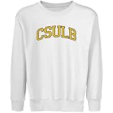 Long Beach State 49ers Youth White Arch Applique Crew Neck Fleece Sweatshirt