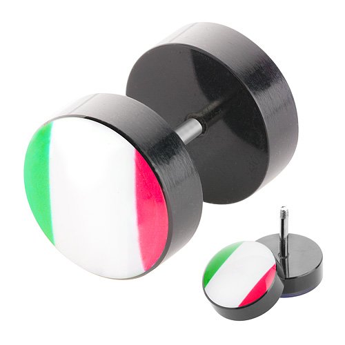 Taffstyle® Fanartikel Fake Plug Ohr Piercing Picture Motiv Fan Fussball Weltmeisterschaft 2014 WM & EM Länder Style – Italien / 8mm