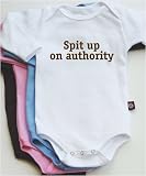 Spit up on authority long sleeve baby bodysuit / onesie - blue