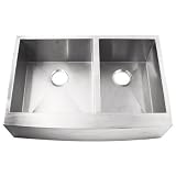 Vigo Industries VG3320BL Gauge Farmhouse Style Double Bowl Apron Kitchen Sink, Steel