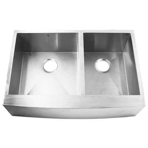 Vigo Industries VG3320BL Gauge Farmhouse Style Double Bowl Apron Kitchen Sink, Steel