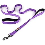 Primal Pet Gear Dog Leash 6ft Long with Traffic Padded Handle - PURPLE - Heavy Duty - Double Handle Lead for Greater Control Safety Training - Perfect for Large Dog or Medium Dog - Dual Handles