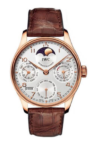 IWC Portuguese Perpetual Calendar 18kt Rose Gold Brown Mens Watch IW502213