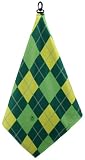 Jaci's Gems Emerald and Lemon Argyle Microfiber Golf Towel