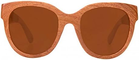 Woodzee Womens Pear Wood Lavender Dip Polarized Brown Wood Sunglasses