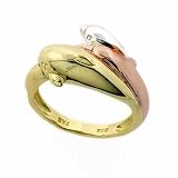 Tri Color Rose 24k Gold Vermeil Silver Dolphin Ring S7