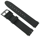 17mm Milano Rubber PVC Stripe Relief Black Replacement Watch Band for Standard Gents Swatch Watch