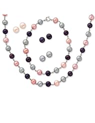 SS Freshwater Cult. Pearl 18in Necklace 7.25in Bracelet/3-Piece Earrings