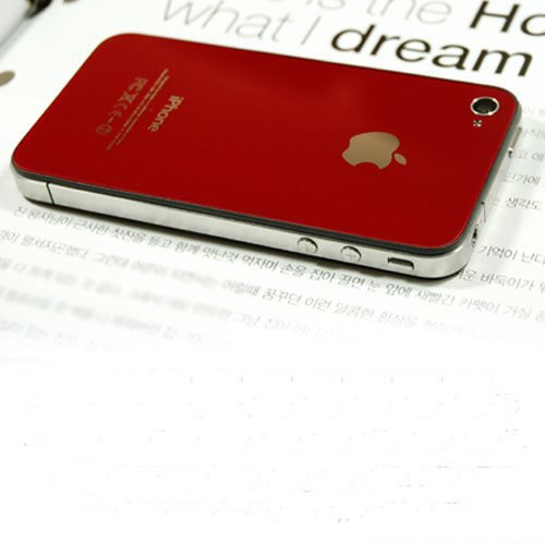 Verizon Iphone 4 Back Cover Housing for Verizon Wireless, Red Glass Battery Door, Replacement back housing with Flash Diffuser, Chrome Ring and interior Frame and free Star shaped 5 point screwdriver S4