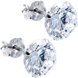 14KT White Gold .80 Carat Cubic Zirconia SOLITAIRE Stud Earrings