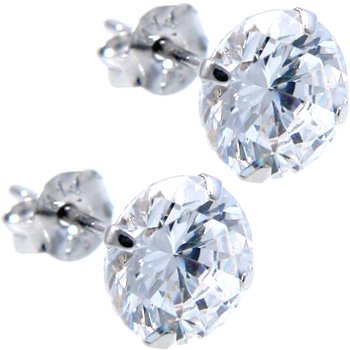 14KT White Gold .80 Carat Cubic Zirconia SOLITAIRE Stud Earrings