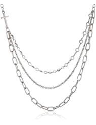 Cross and Channel Pendant Necklace, 20"